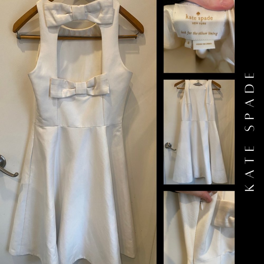 White Kate Spade Bow Back Dress